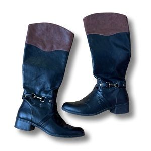 Brown & Black Heeled Riding Boots